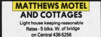 Martins Motel & Cottages (Matthews Motel) - May 1977 Ad